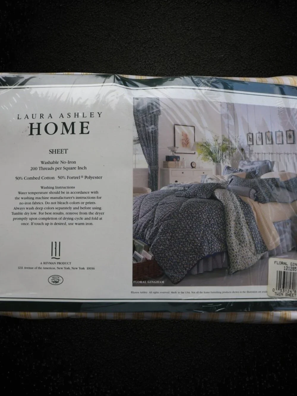 Vintage Laura Ashley Floral Gingham Twin Sheet Set NOS Sealed USA